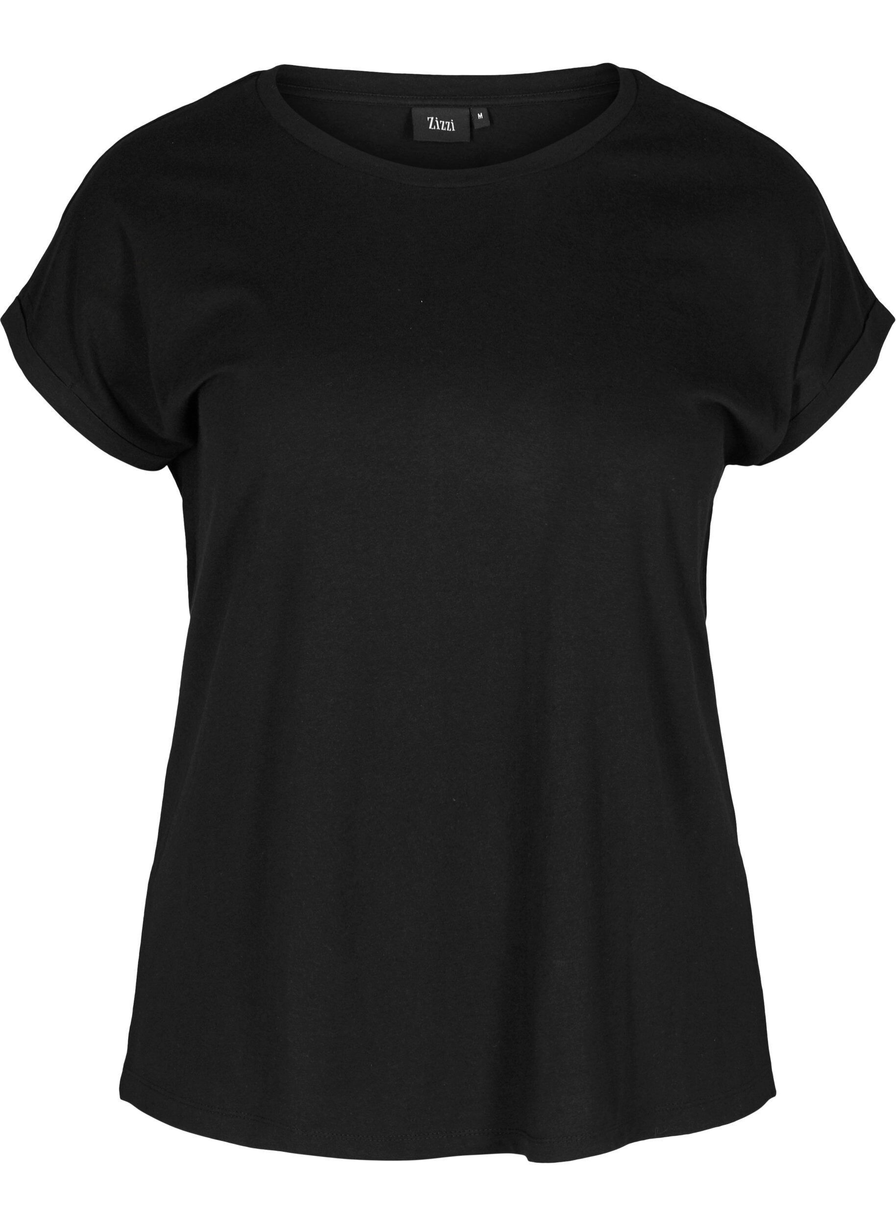 Zizzi T-shirt en m&eacute;lange coton, Black, Packshot image number 0