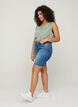 Denim short met hoge taille en onafgewerkt randen, Dark blue denim, Model image number 2