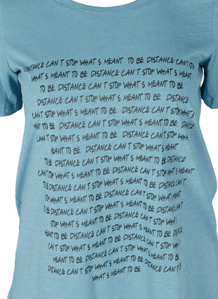 T-shirt avec imprimé en coton biologique, Blue Heaven Melange, Packshot image number 2