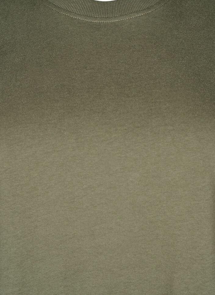 T-shirt basique en coton &agrave; col rond, Vert fonc&eacute;, Packshot image number 2