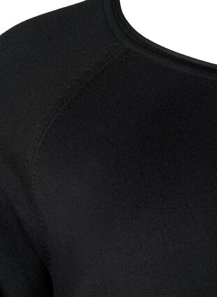 Gebreide blouse van viscose met 3/4 mouwen, Black, Packshot image number 3