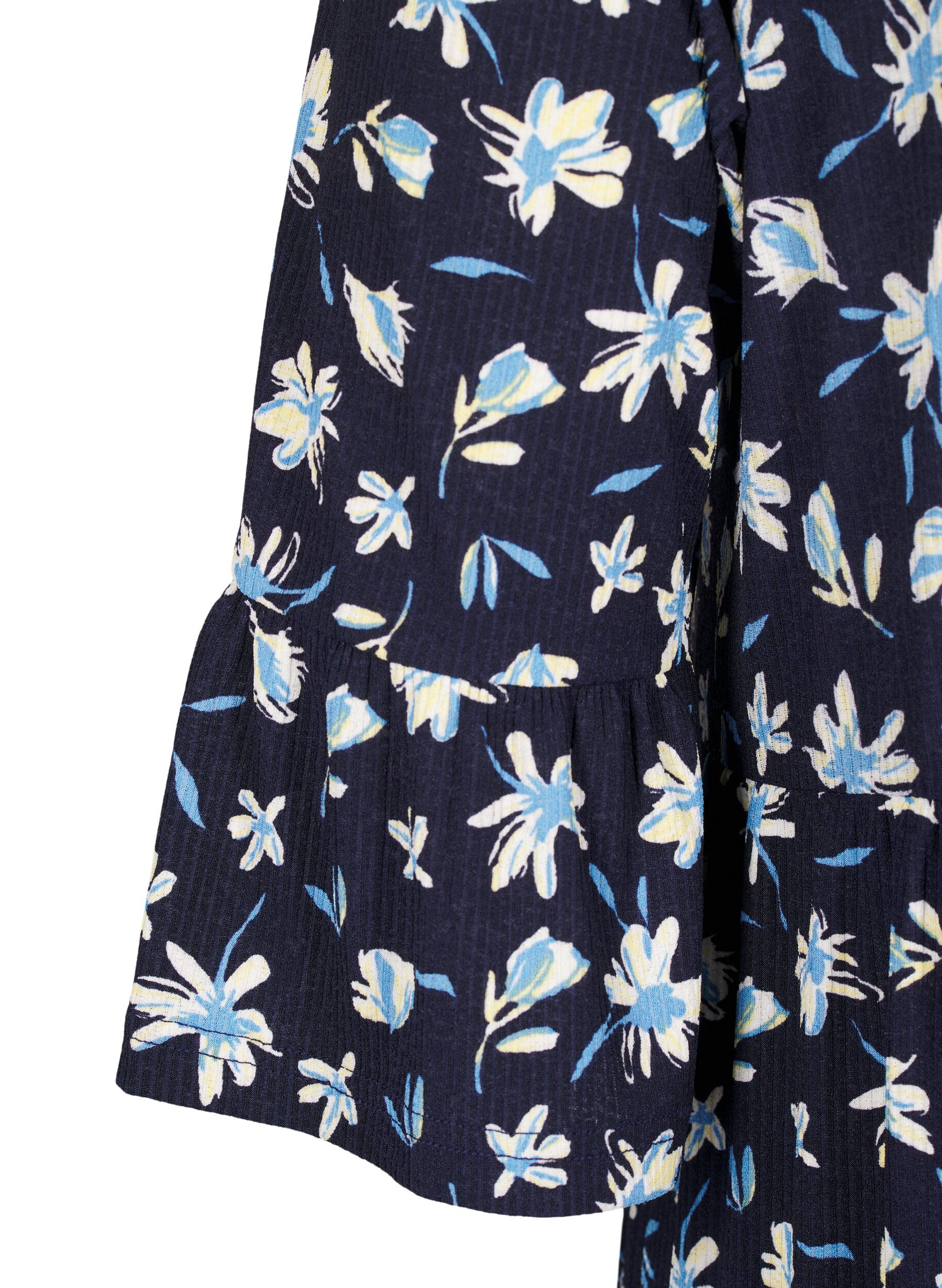 Zizzi Robe courte &eacute;vas&eacute;e &agrave; imprim&eacute; floral, Bleu, Packshot image number 3