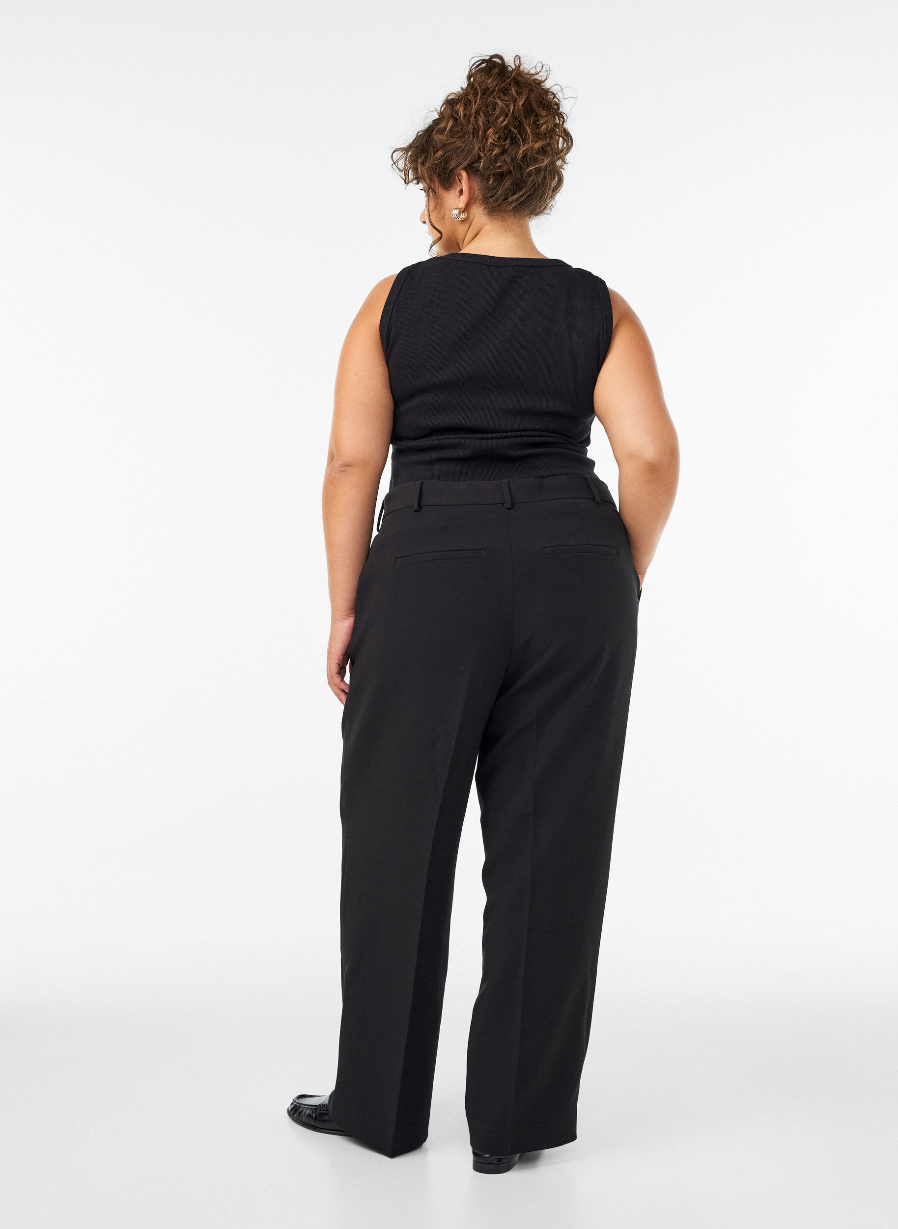 ZizziPantalon tailleur large &agrave; taille haute, Noir, Model image number 1
