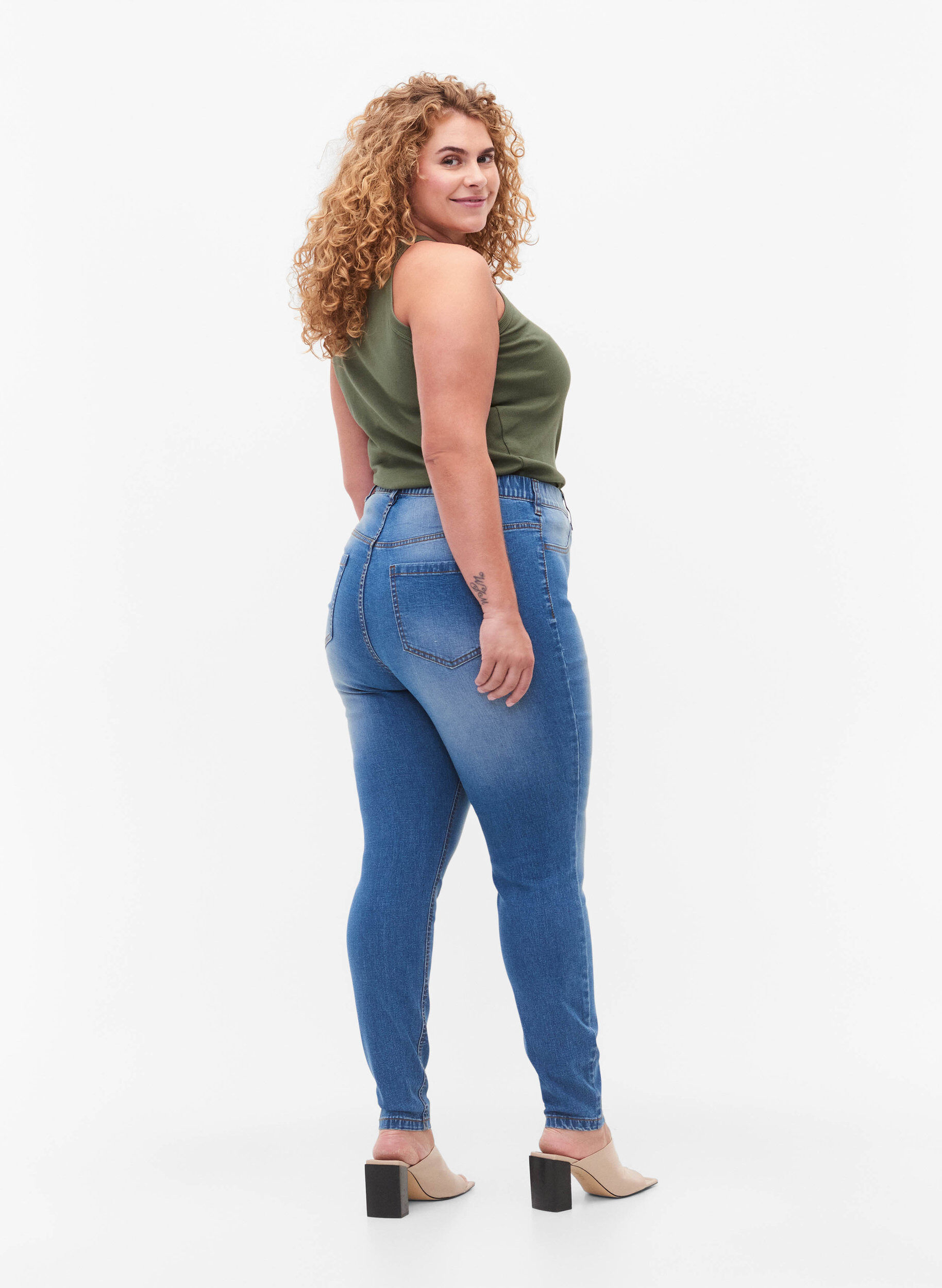 ZizziJeggings met achterzakken, Blue denim, Model image number 1