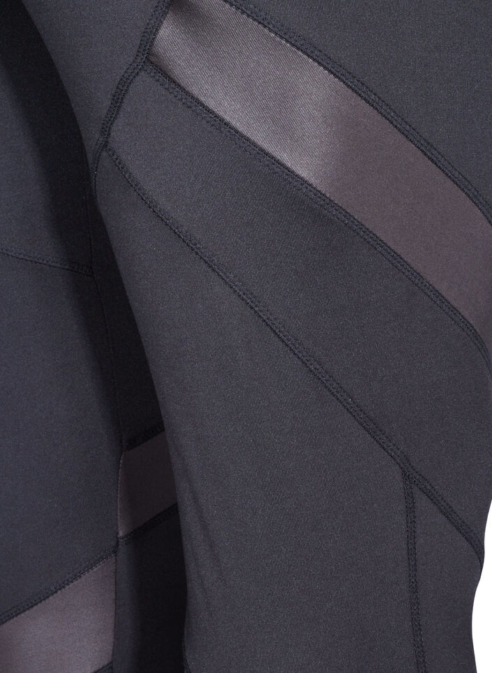 Cropped sportlegging met mesh, Black, Packshot image number 3