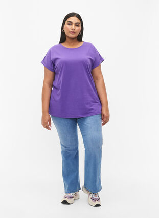 T-shirt à manches courtes en coton mélangé, ULTRA VIOLET, Model image number 2