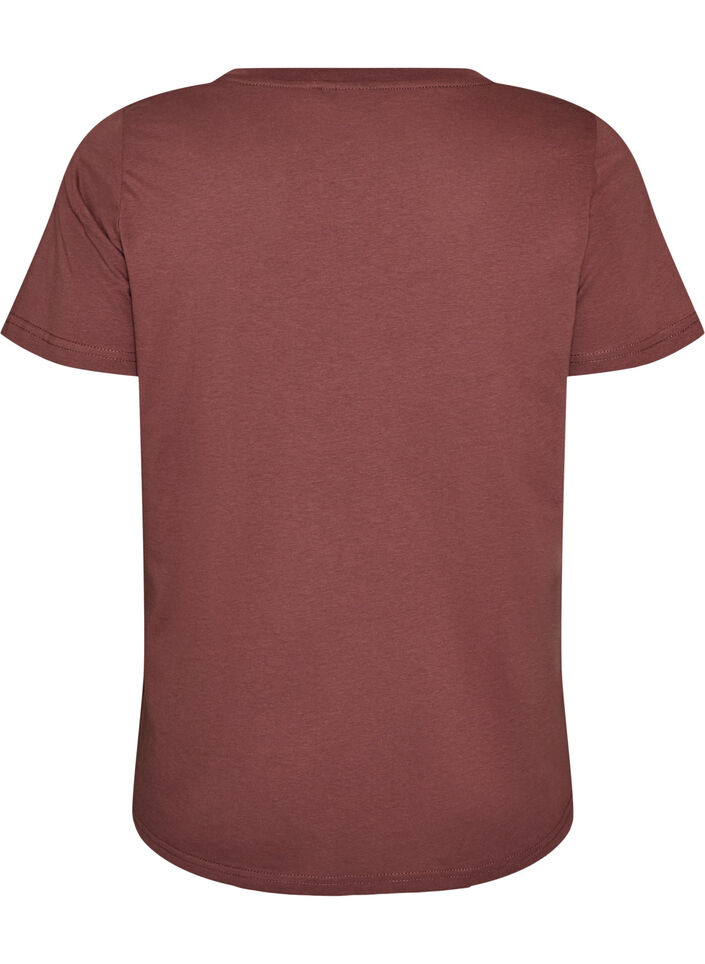 Katoenen T-shirt met V-hals en print aan de voorkant, Rood, Packshot image number 1