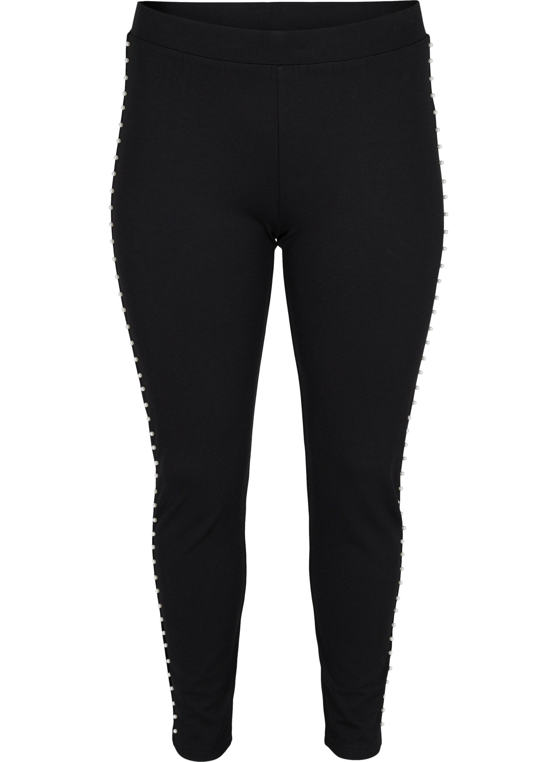 ZizziLeggings met parels, Black, Packshot image number 0