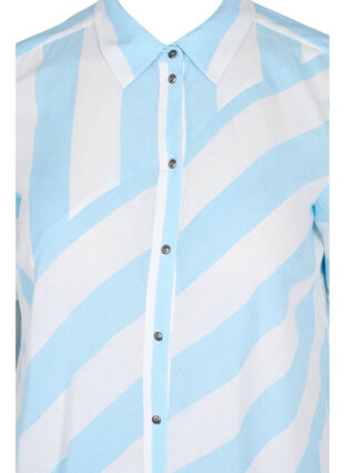 Robe chemise en coton à manches courtes avec rayures, Blue Bell Stripe, Packshot image number 2