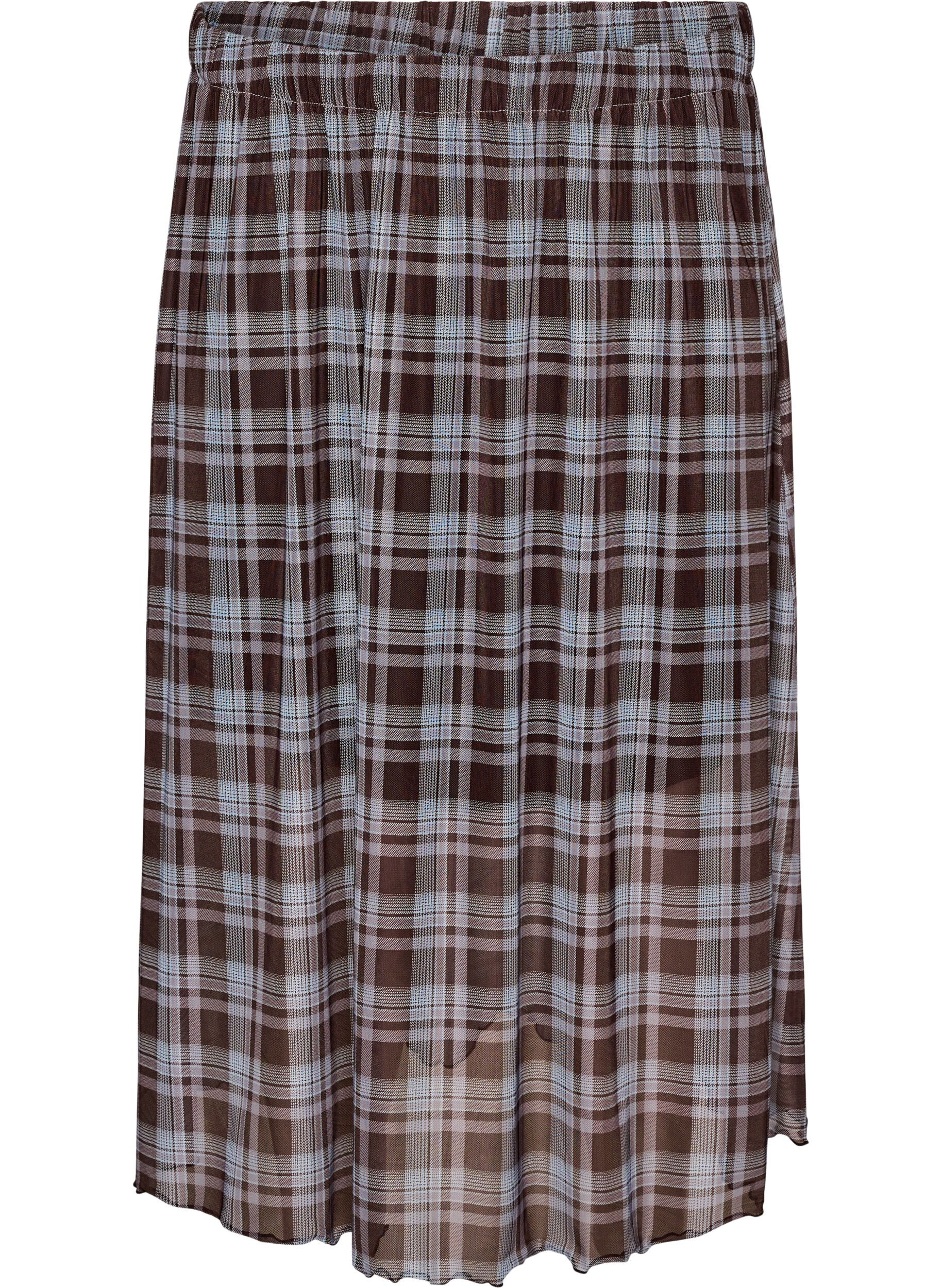 Jupe midi en maille &agrave; carreaux