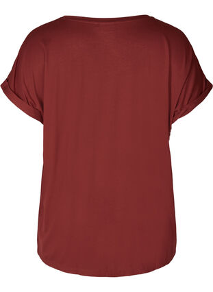 T-shirt in viscosemix met ronde hals, Madder Brown, Packshot image number 1