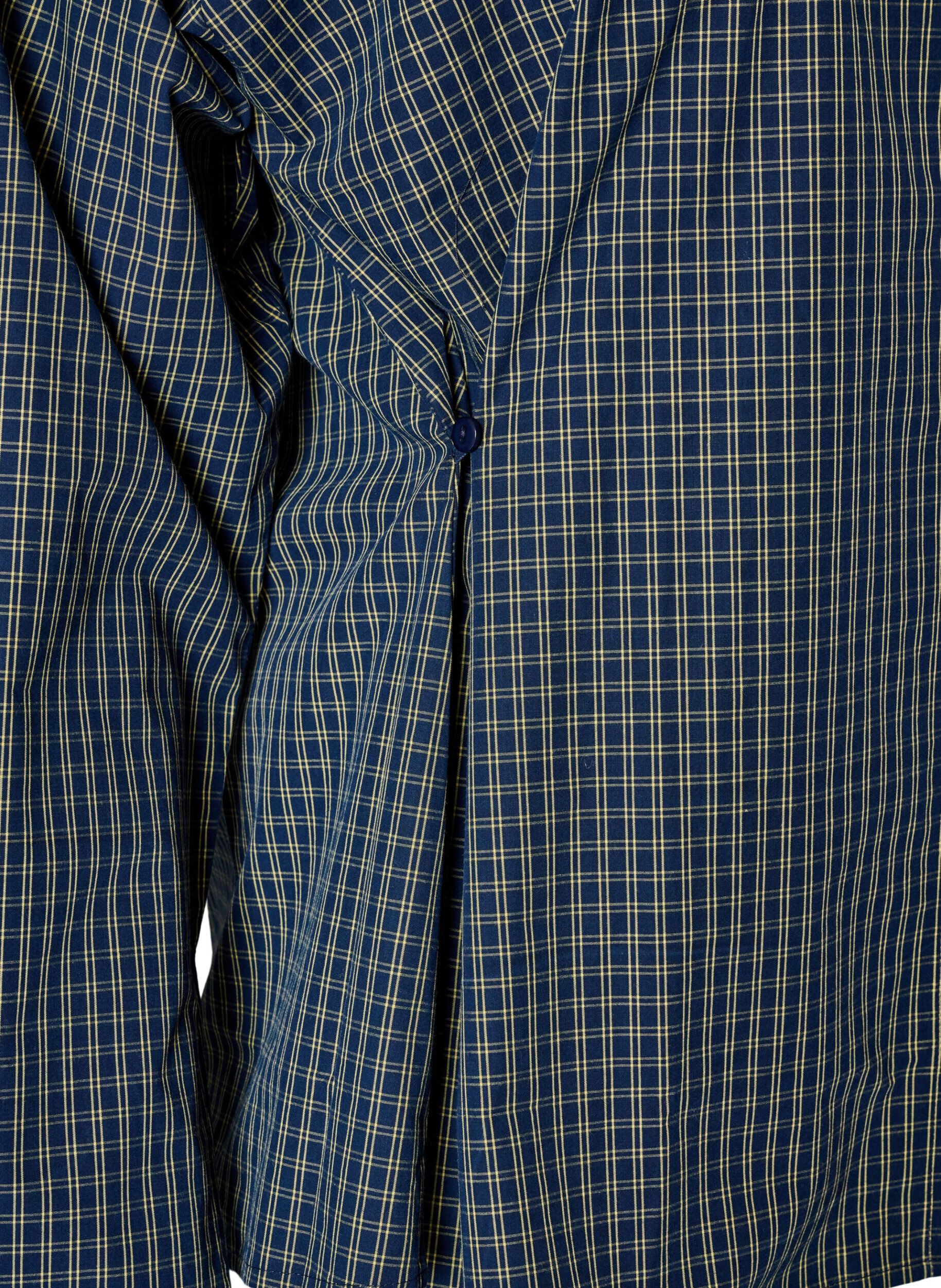 ZizziChemise en coton &agrave; carreaux avec boutonnage dissimul&eacute;, Bleu, Packshot image number 3