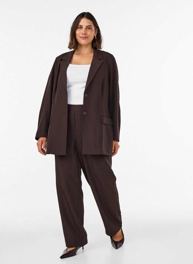 Blazer avec poches et fentes, Marron, Model image number 1