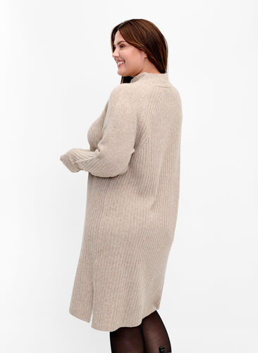 Ribbed Knit Dress met col, Simply Taupe Mel., Model image number 1