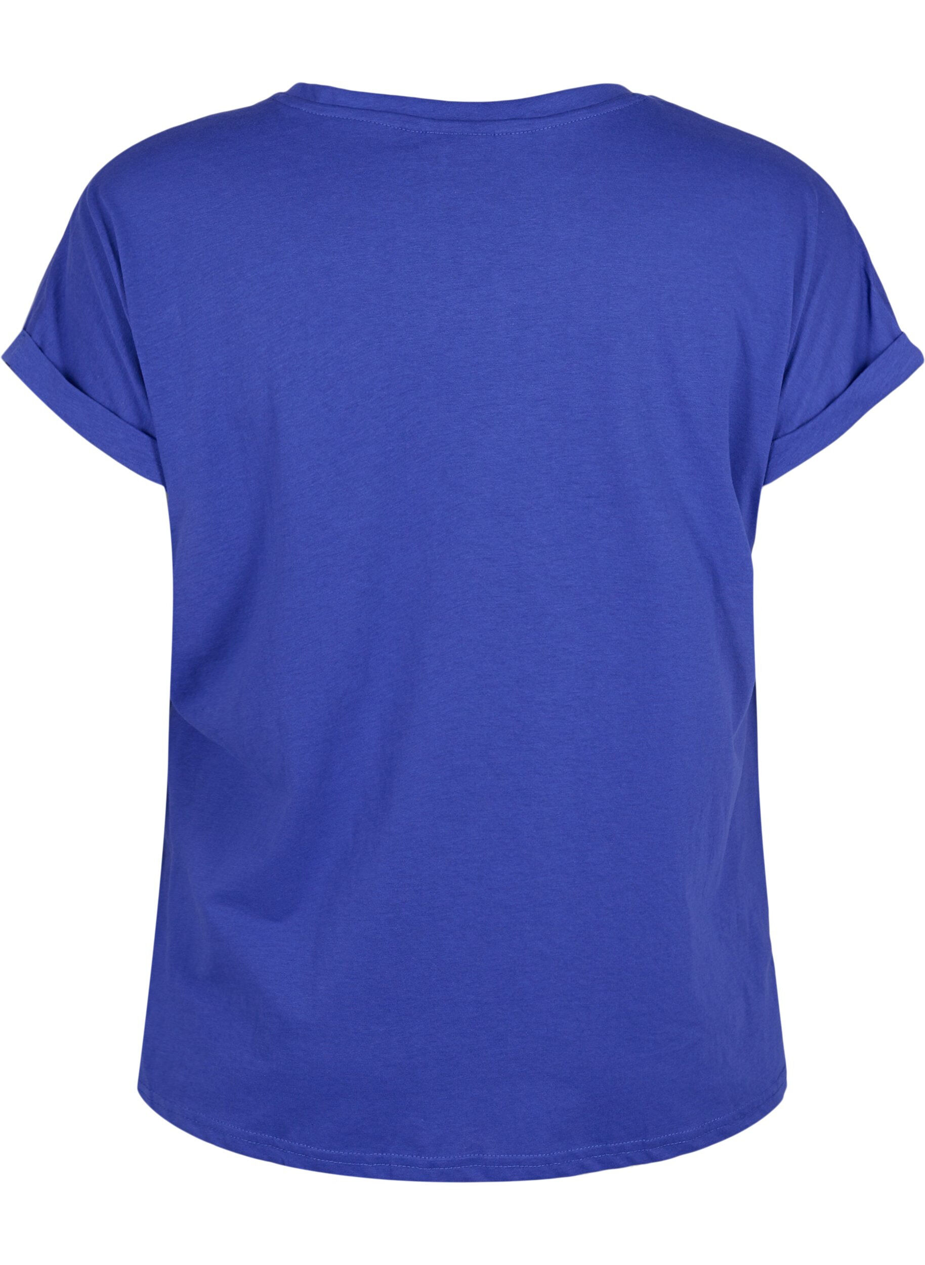ZizziT-shirt met korte mouwen van katoenmix, Blauw, Packshot image number 1