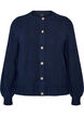 Vest in zacht breisel met goudkleurige knopen, Blauw, Packshot image number 0