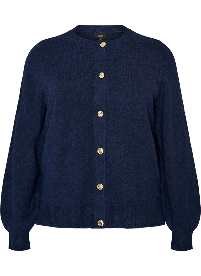 Vest in zacht breisel met goudkleurige knopen, Blauw, Packshot image number 0