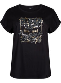 T-shirt van biologisch katoen met gouden opdruk