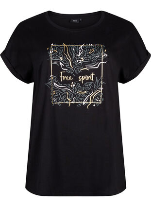 T-shirt en coton biologique avec imprimé doré, Black W. Free, Packshot image number 0