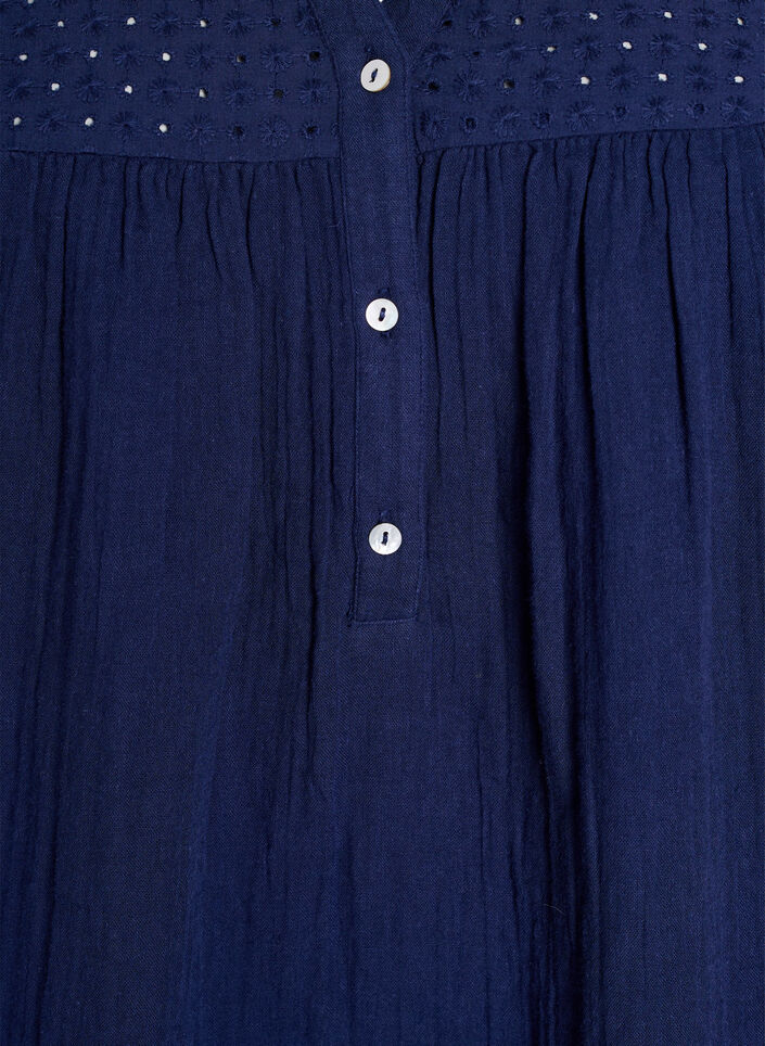 Blouse in katoenen mousseline met broderie anglaise, Blauw, Packshot image number 2