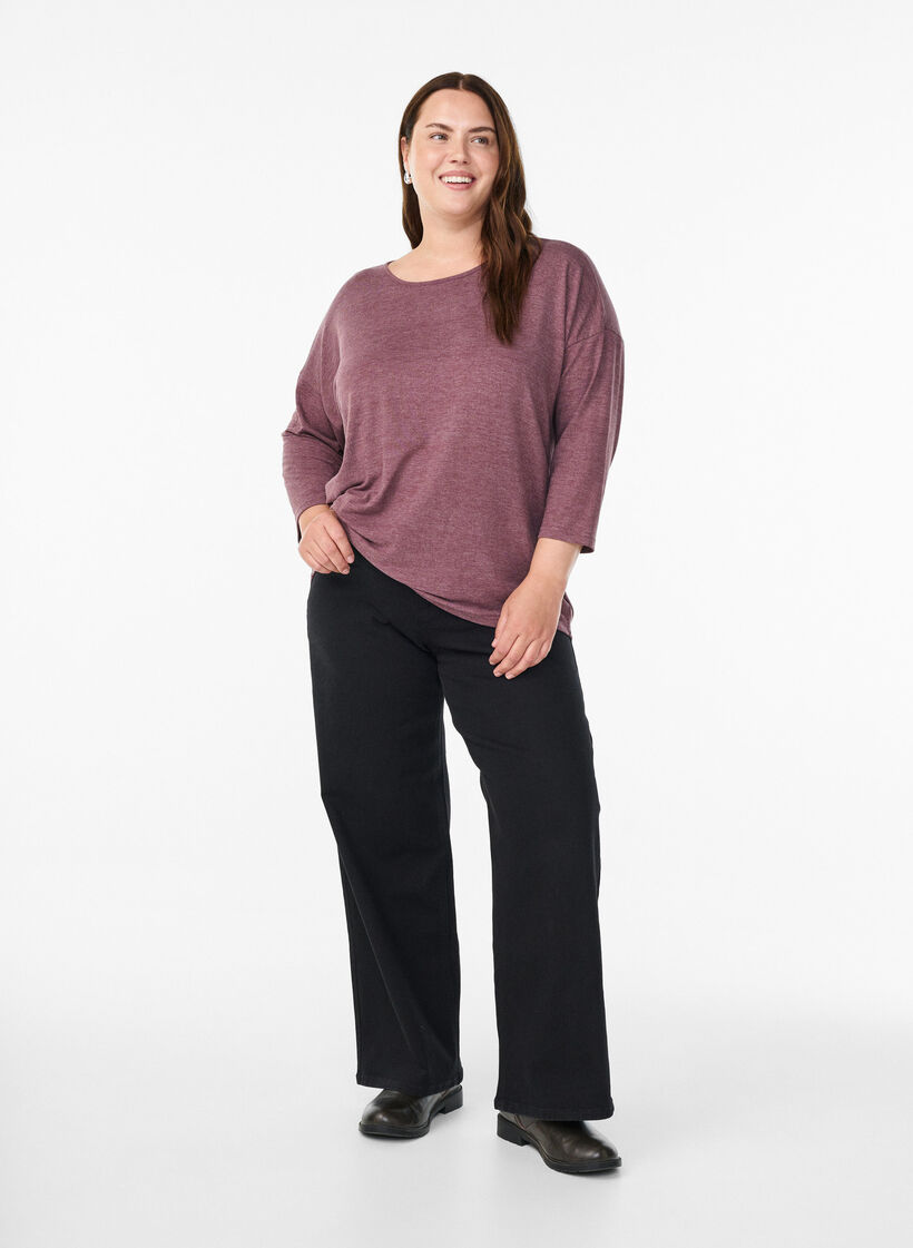 Blouse en jersey avec manches 3/4, Bordeaux, Model image number 1