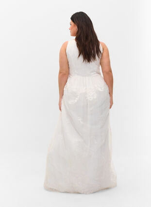 Robe de mariée sans manches avec col en V, Star White, Model image number 1