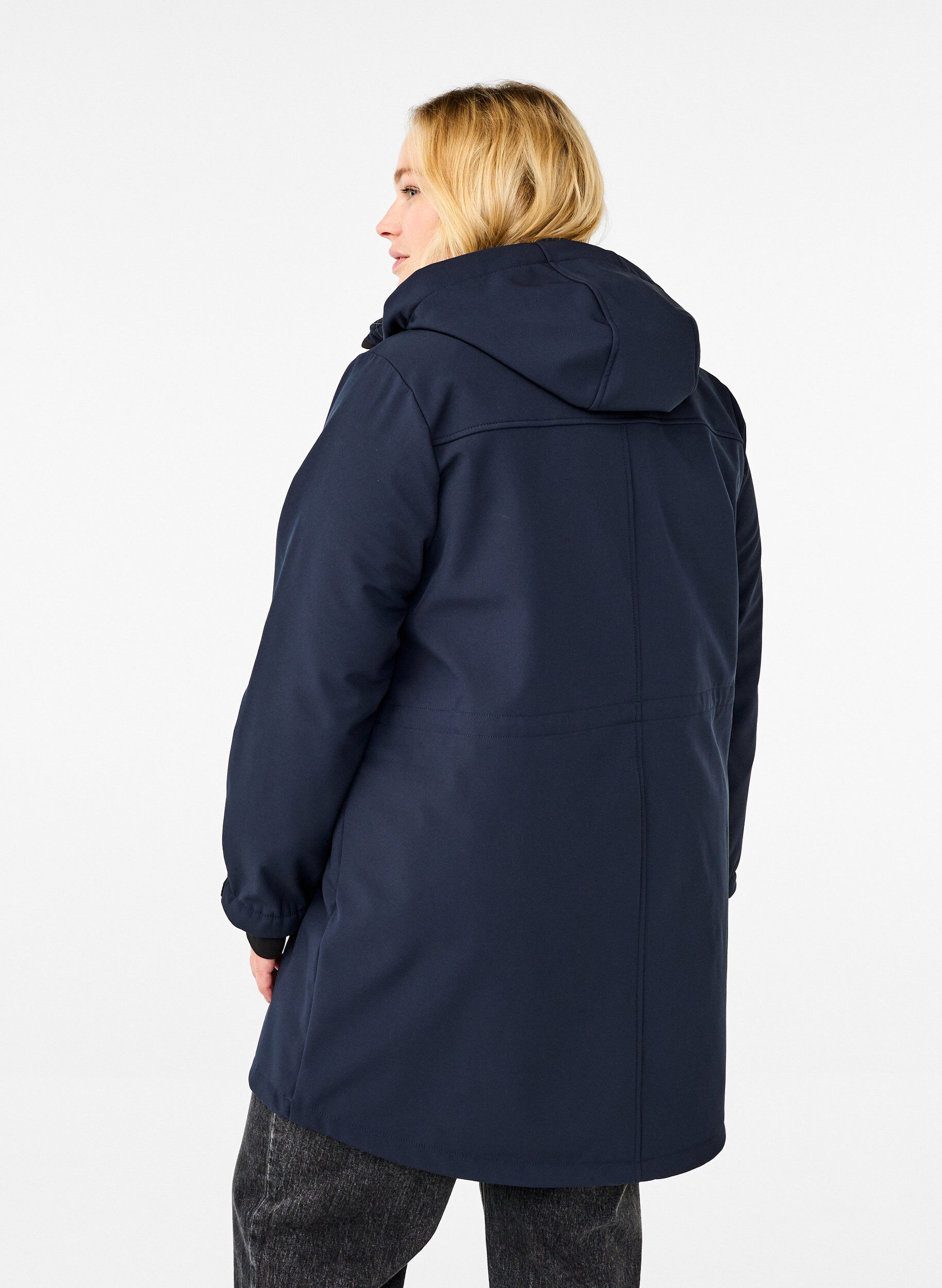 ZizziSoftshell jack met afneembare capuchon, Blauw, Model image number 2
