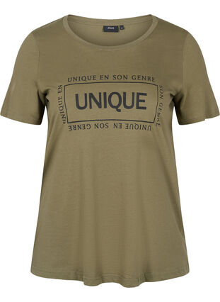 Katoenen t-shirt met korte mouwen en print, Ivy Green/Unique, Packshot image number 0