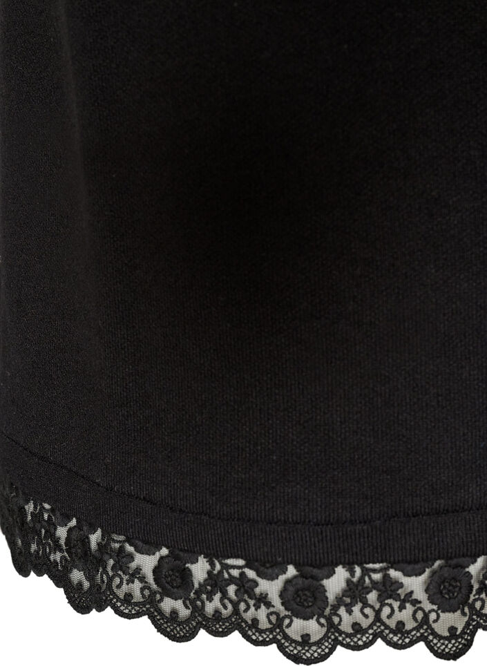 D&eacute;bardeur en maille avec bordure en dentelle, Noir, Packshot image number 3