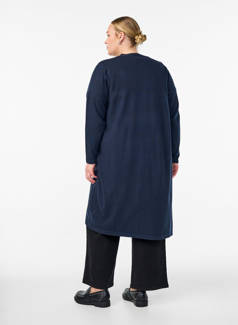 Lang, open vest met zakken, Blauw, Model image number 1