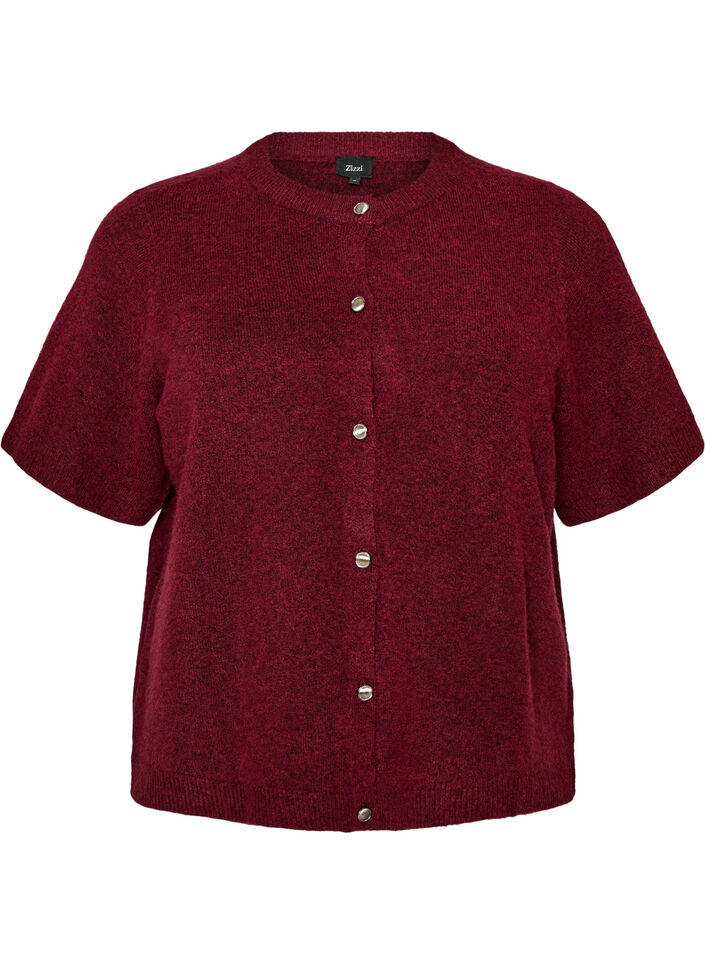 Cardigan en maille avec manches courtes, Bordeaux, Packshot image number 0