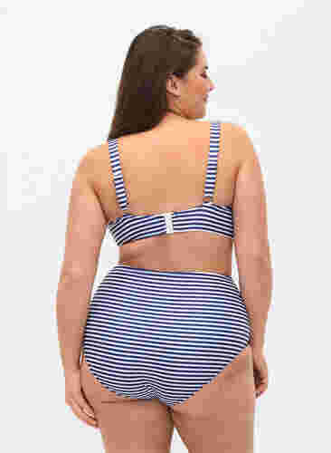 Bas de bikini à fleurs avec taille haute, Blue Striped, Model image number 1