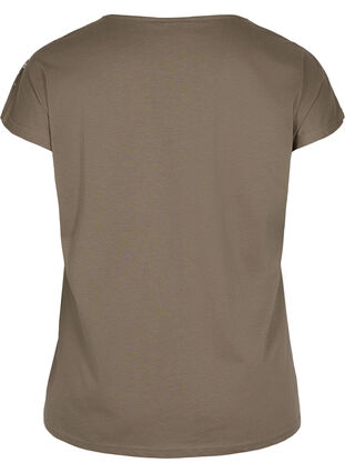 T-shirt en coton avec détails imprimés, Falcon mel Feather, Packshot image number 1