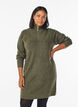 Robe mi-longue en maille avec col montant, Vert Kaki, Model image number 0