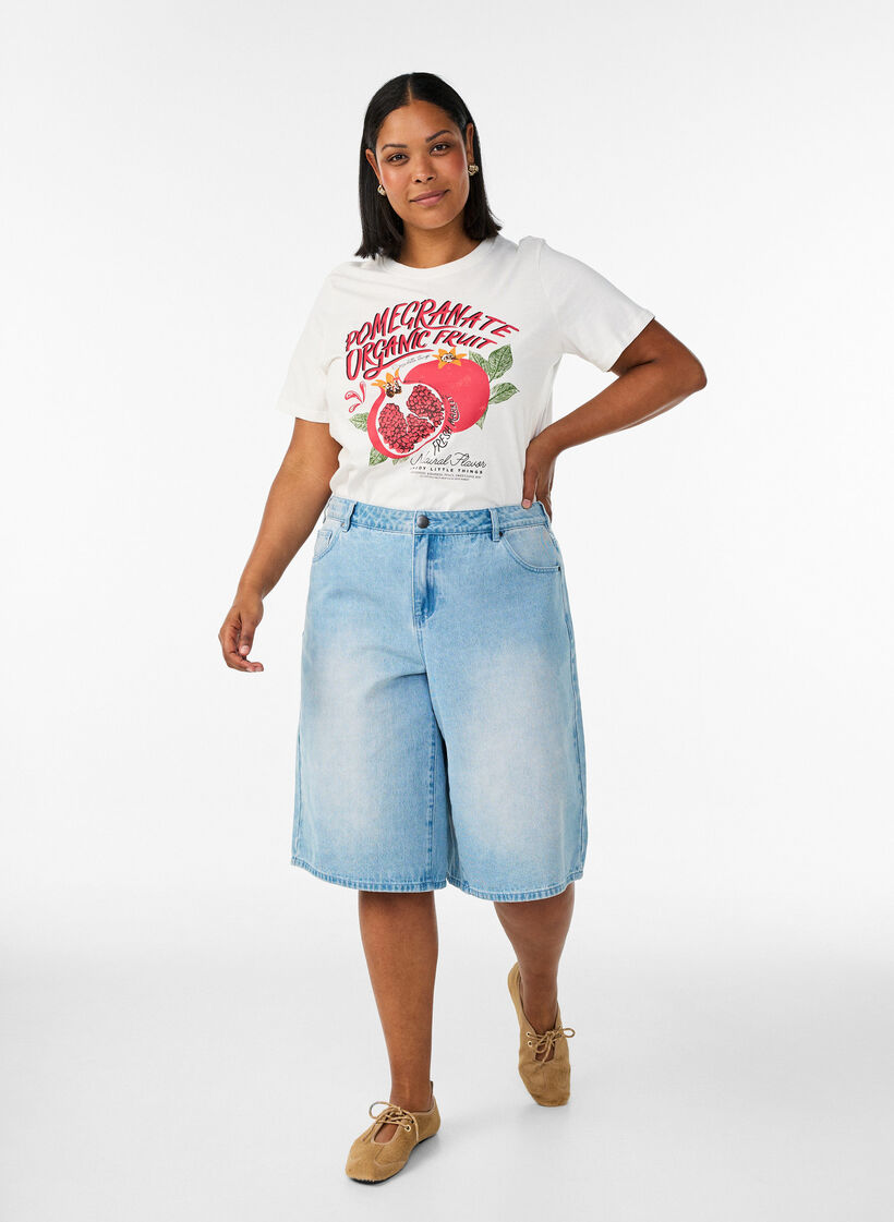 T-shirt en coton avec imprim&eacute;, Blanc, Model image number 1