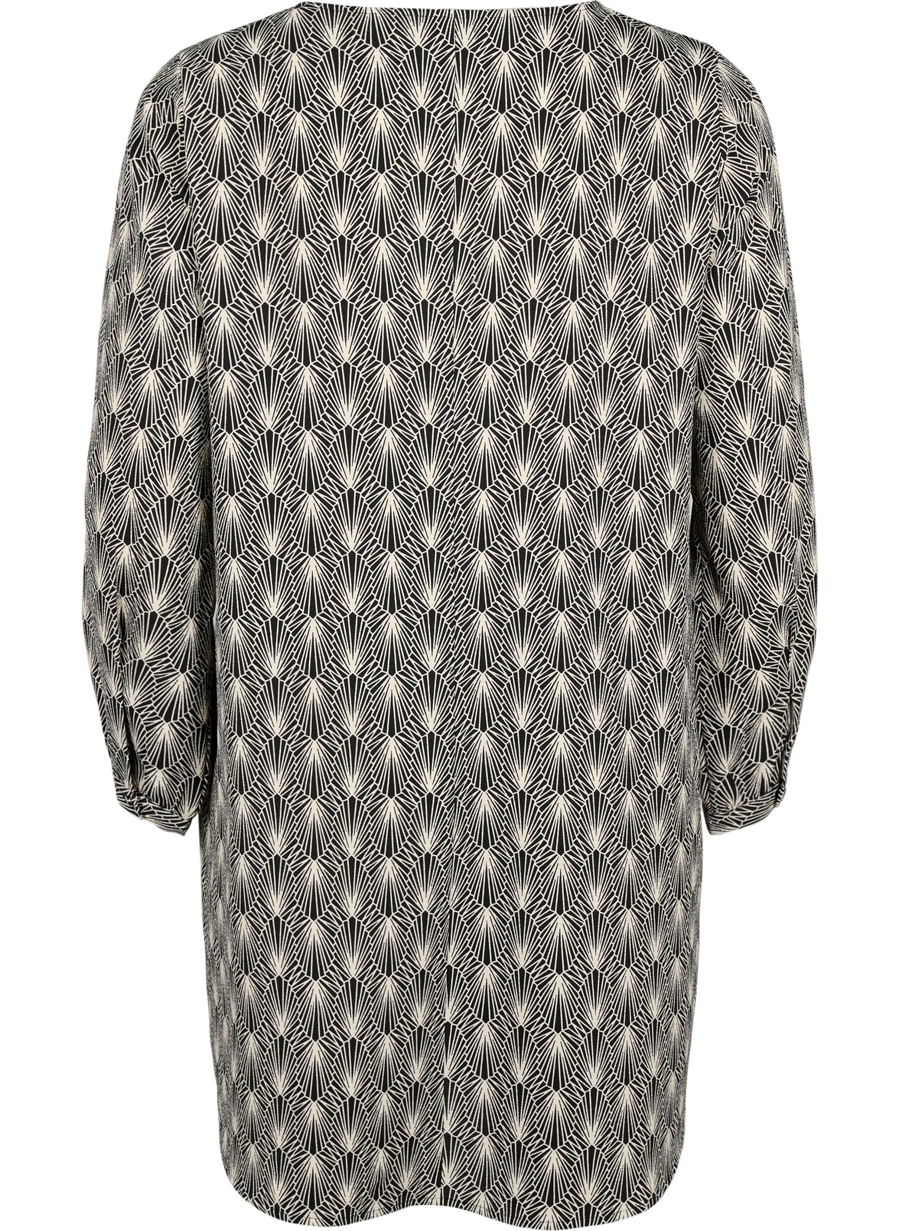 ZizziJurk met V-hals en print, Birch Graphic AOP, Packshot image number 1