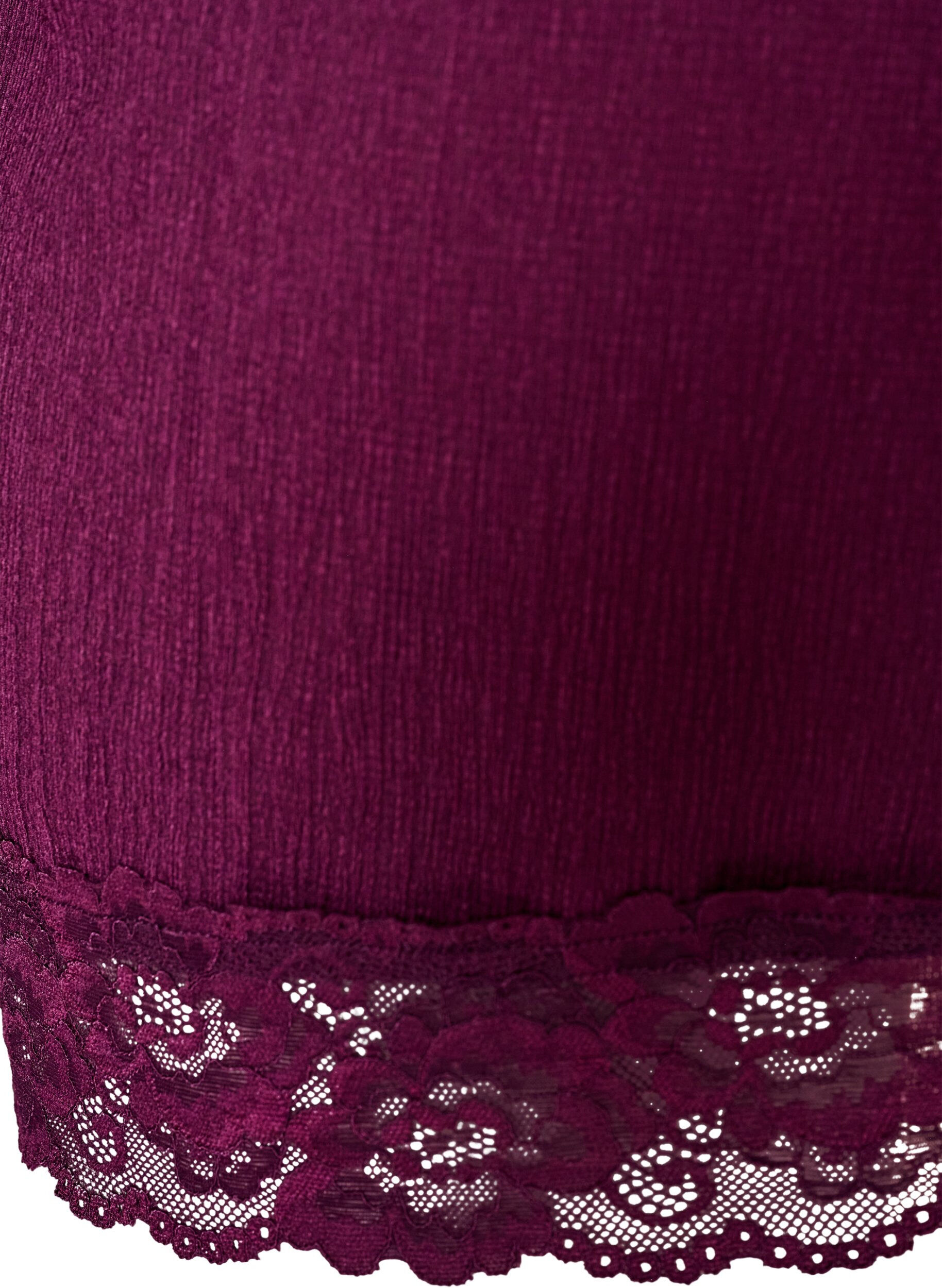 ZizziBlouse en jersey avec bordure en dentelle asym&eacute;trique, Violet, Packshot image number 3