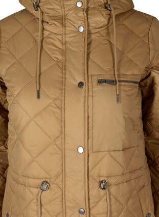 Gewatteerde lichte jas met capuchon, Tobacco Brown, Packshot image number 2