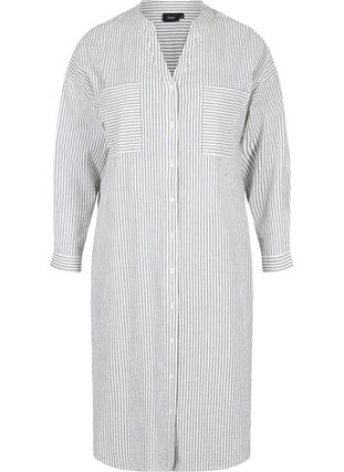Robe chemise en coton rayé, White Stripe, Packshot image number 0