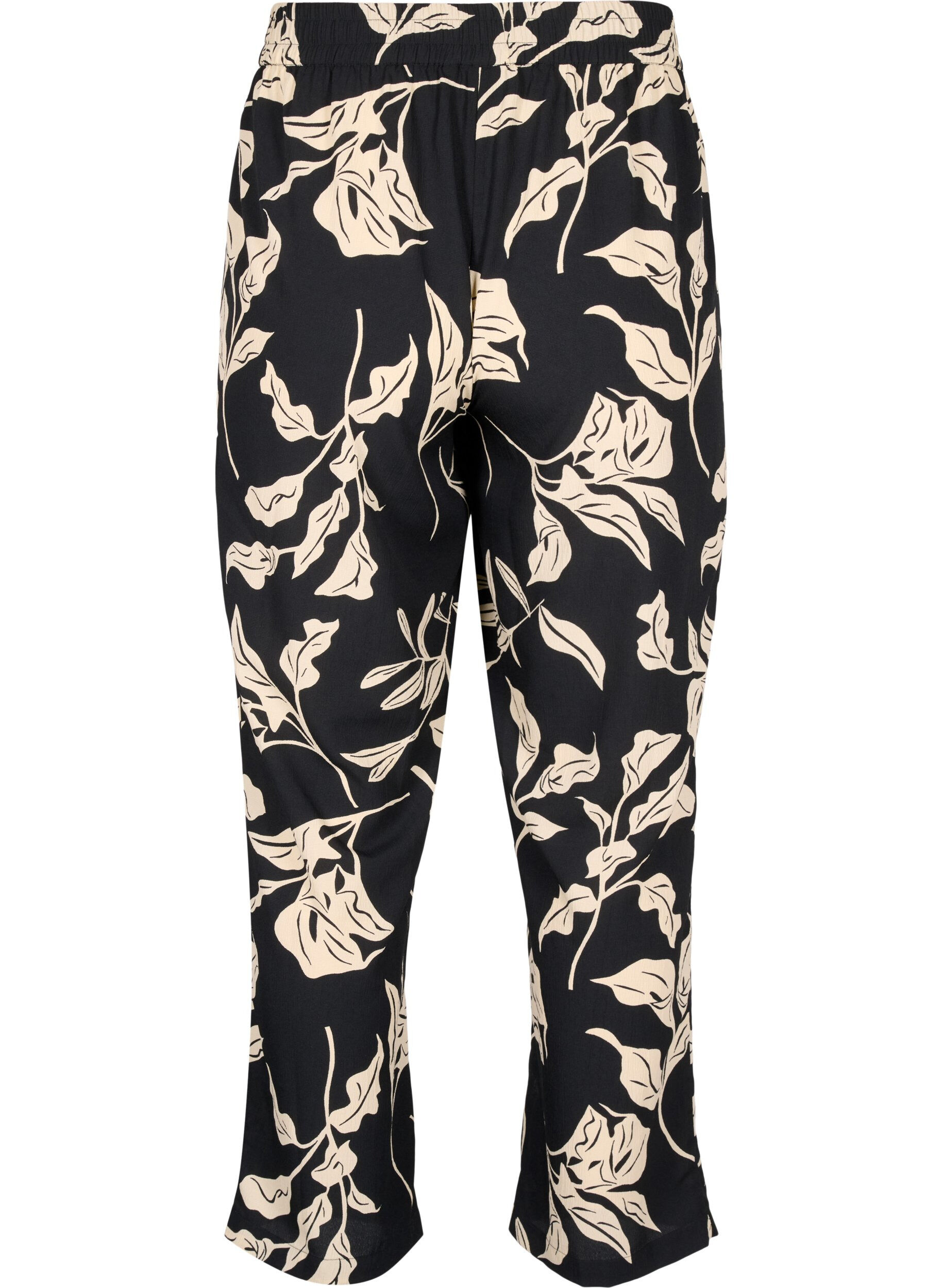 ZizziFLASH - Broek met print en zakken, Black Off White Fl., Packshot image number 1