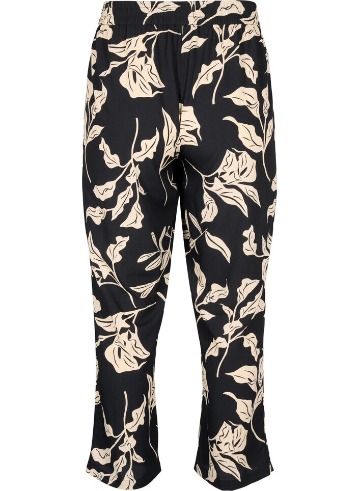 FLASH - Broek met print en zakken, Black Off White Fl., Packshot image number 1