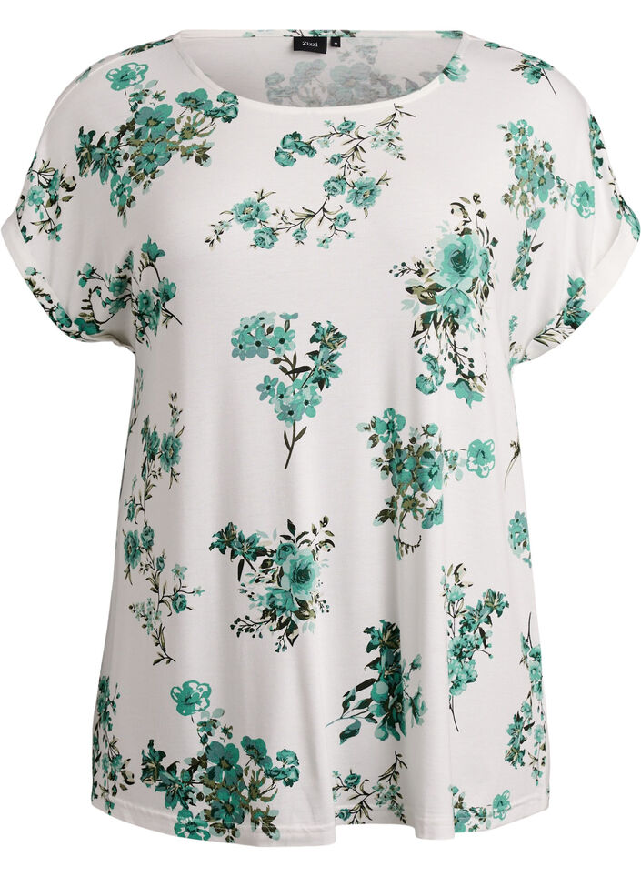 T-shirt avec imprim&eacute; floral, Blanc, Packshot image number 0