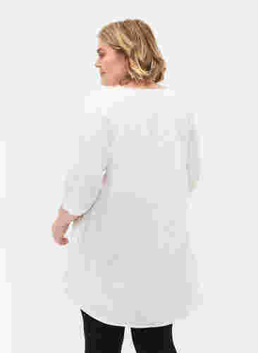 3/4 mouw tuniek in katoen, Bright White, Model image number 1