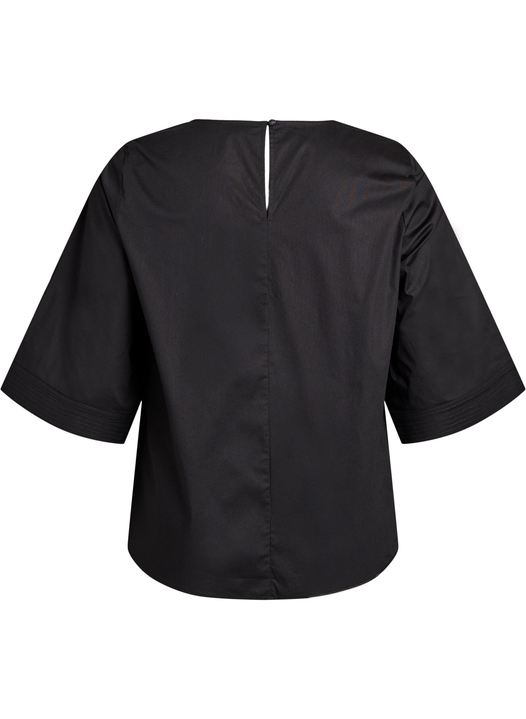 Zizzi Blouse avec surpiq&ucirc;res et manches 3/4, Noir, Packshot image number 1
