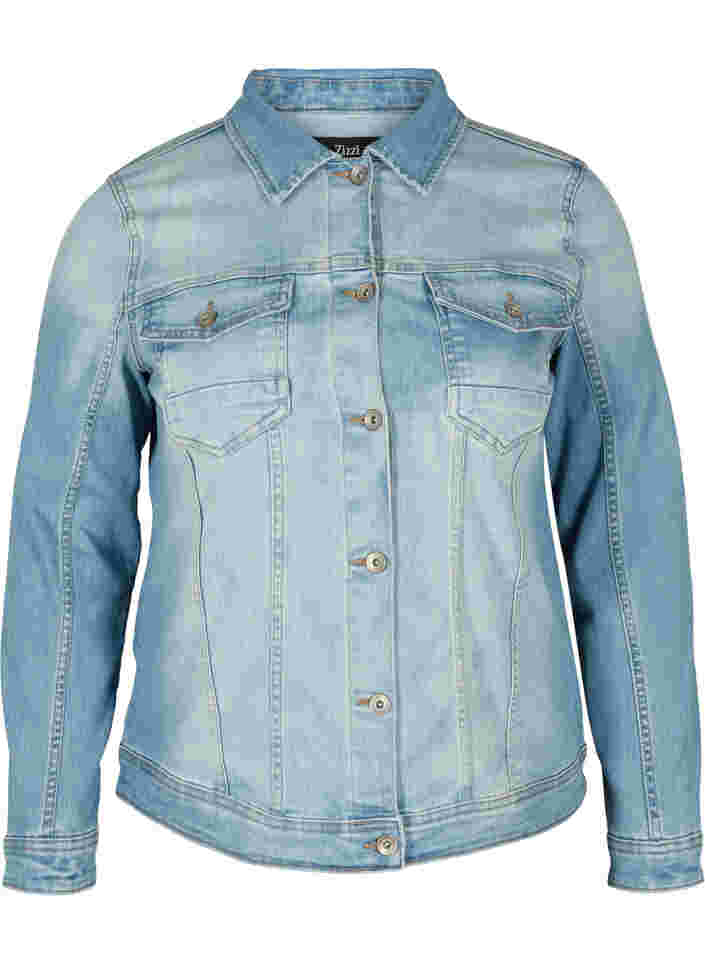 Veste en jean légère avec poches au niveau de la poitrine, Light blue denim, Packshot image number 0