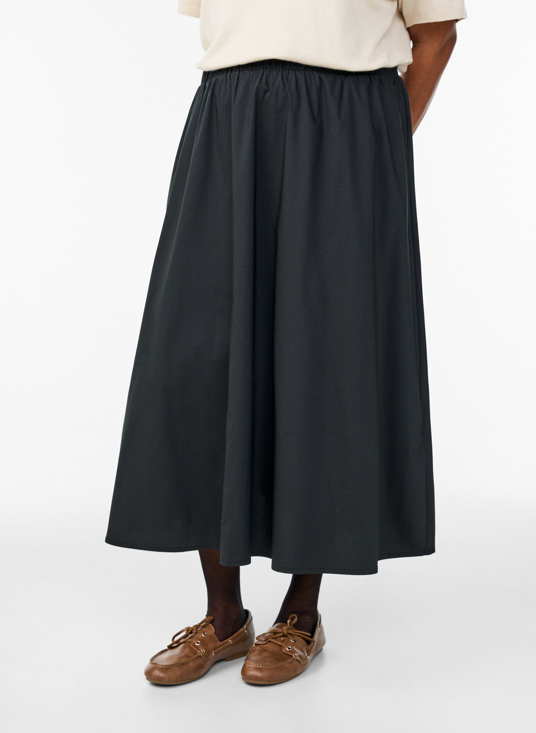 ZizziFijngebreid poloshirt met korte mouwen, Beige, Model image number 2