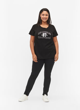 Katoenen t-shirt met opdruk op de voorkant, Black LOS ANGELES, Model image number 2