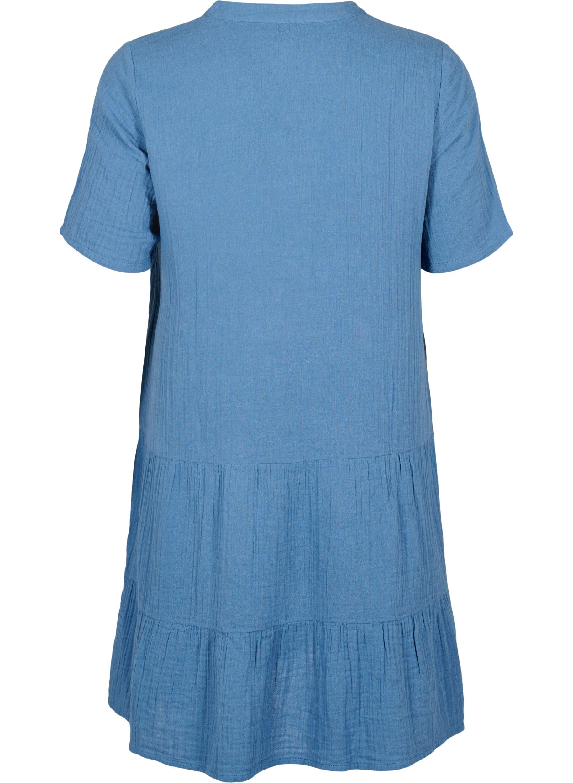 Zizzi Robe &agrave; manches courtes en coton 100 %, Moonlight Blue, Packshot image number 1