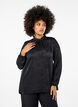 Satijnen blouse met ton-sur-ton patroon, Black, Model image number 0