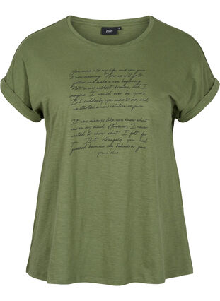 T-shirt avec imprimé en coton biologique, Four Leaf CloverText, Packshot image number 0